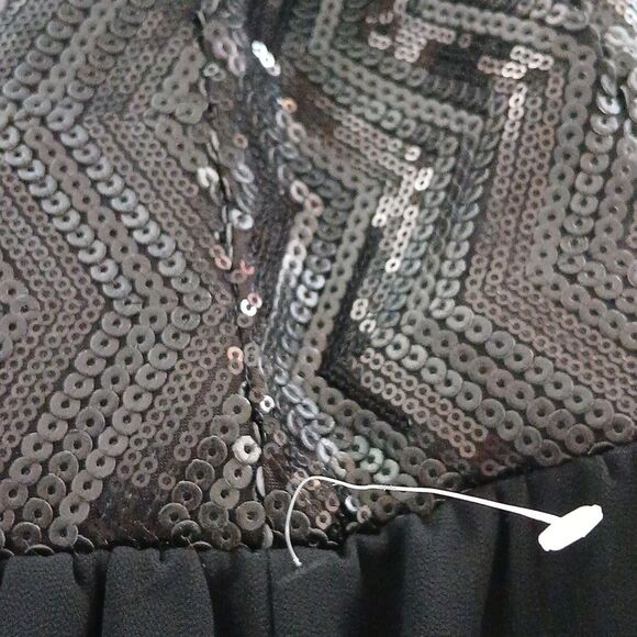 XOXO black sequin sleeveless sheer wide leg jumpsuit Sz 1/2 NWOT - Picture 10 of 10